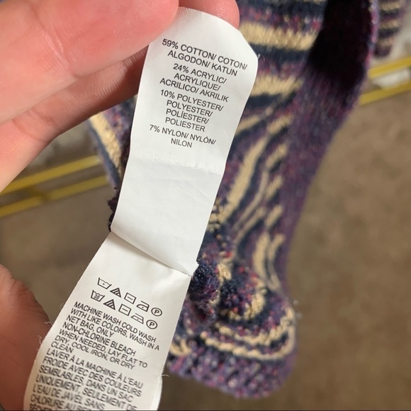 Lucky Brand open knit striped purple blue and tan cardigan small - Picture 5 of 8